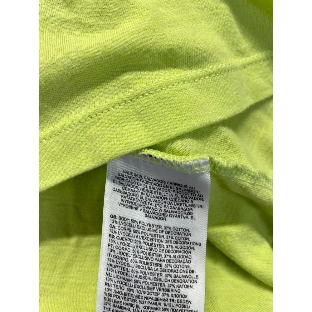 The North Face T Shirt Mens 2XL Lime Green Graphic Print Half Dome Spellout Logo